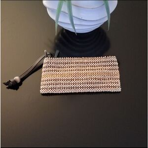 New Express Boho Wood Beaded Wristlet Bag